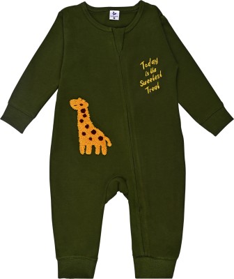 Adam Zac Romper For Baby Boys & Baby Girls Casual Animal Print Cotton Blend(Green, Pack of 1)