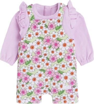 Little Smart Dungaree For Baby Boys & Baby Girls Casual Printed Cotton Blend(Pink, Pack of 1)