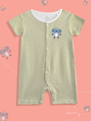 Mothercare Romper For Baby Girls Printed Pure Cotton(Brown, Pack of 1)