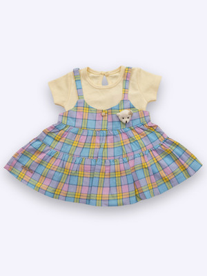BABY'S DAY Dungaree For Baby Girls Casual Printed, Checkered Pure Cotton(Purple, Pack of 1)