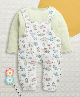 BUMZEE Romper For Baby Boys Casual Animal Print Polyester(White, Pack of 2)