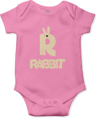 THE PRINT PLATTER Romper For Baby Boys & Baby Girls Graphic Print Pure Cotton(Pink, Pack of 1)