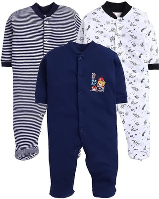 EIO Dungaree For Baby Boys & Baby Girls Striped, Solid, Printed Pure Cotton(Blue, Pack of 3)