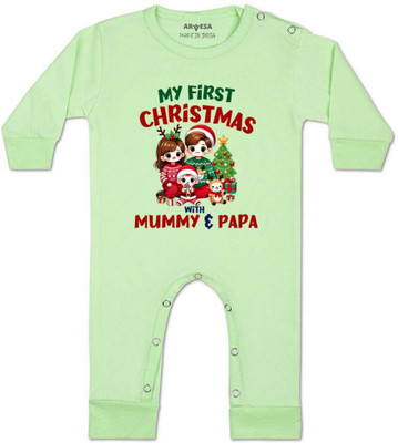 ARVESA Romper For Baby Boys & Baby Girls Printed Cotton Blend(Green, Pack of 1)