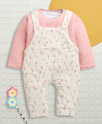 BUMZEE Romper For Baby Girls Casual Floral Print Polyester(Beige, Pack of 2)