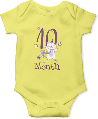 THE PRINT PLATTER Romper For Baby Boys & Baby Girls Printed Pure Cotton(Yellow, Pack of 1)