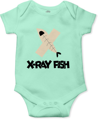 THE PRINT PLATTER Romper For Baby Boys & Baby Girls Graphic Print Pure Cotton(Light Green, Pack of 1)