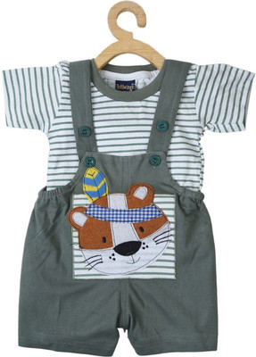 INDHRANI Dungaree For Baby Boys & Baby Girls Casual Animal Print Pure Cotton(Grey, Pack of 1)