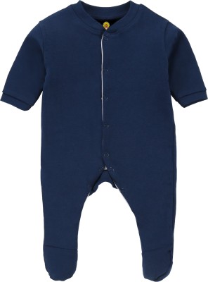 MAHADEV Romper For Baby Boys & Baby Girls Casual Striped Cotton Blend(Dark Blue, Pack of 1)