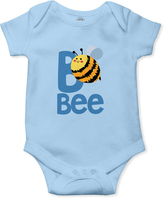 THE PRINT PLATTER Romper For Baby Boys & Baby Girls Graphic Print Pure Cotton(Light Blue, Pack of 1)