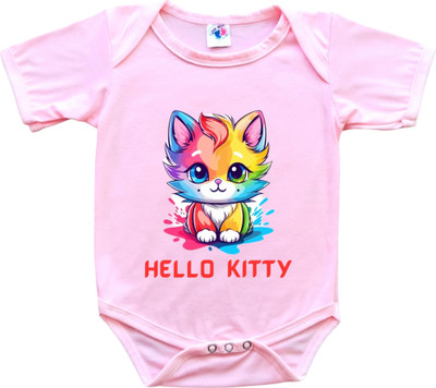 Cute Palls Romper For Baby Boys & Baby Girls Casual Graphic Print Cotton Blend(Pink, Pack of 1)