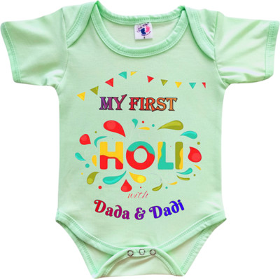 Cute Palls Romper For Baby Boys & Baby Girls Casual Printed Cotton Blend(Light Green, Pack of 1)