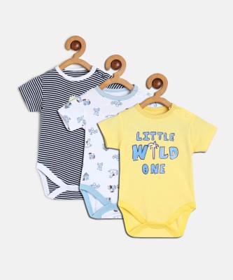 MINI KLUB Romper For Baby Boys Casual Printed Cotton Blend(Multicolor, Pack of 3)