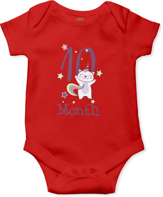 THE PRINT PLATTER Romper For Baby Boys & Baby Girls Printed Pure Cotton(Red, Pack of 1)