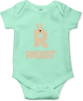THE PRINT PLATTER Romper For Baby Boys & Baby Girls Graphic Print Pure Cotton(Light Green, Pack of 1)