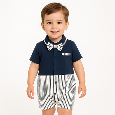 OPTURN Dungaree For Baby Boys & Baby Girls Casual Solid, Striped Pure Cotton(Blue, Pack of 1)