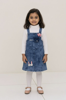 NextGen Dungaree For Girls Casual Washed Denim(Blue, Pack of 1)