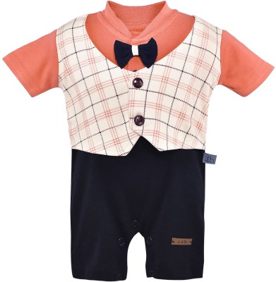 Wishkaro Romper For Baby Boys Party Solid Polycotton(Orange, Pack of 1)