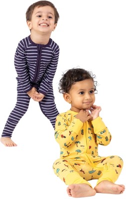 Lazytoon Romper For Baby Boys & Baby Girls Casual Printed Pure Cotton(Multicolor, Pack of 2)