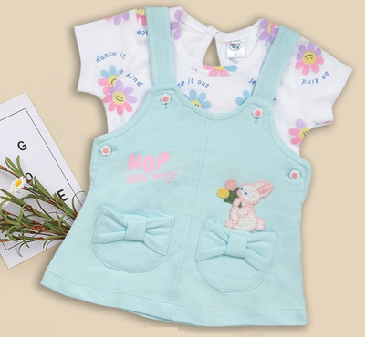 BABY'S DAY Dungaree For Baby Girls Casual Printed Pure Cotton(Multicolor, Pack of 1)