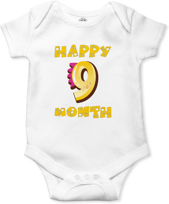 THE PRINT PLATTER Romper For Baby Boys & Baby Girls Printed Pure Cotton(White, Pack of 1)