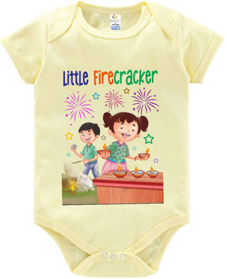 Babywish Romper For Baby Boys & Baby Girls Casual Printed Pure Cotton(Yellow, Pack of 1)