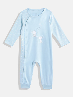 Mothercare Romper For Baby Boys Casual Solid Pure Cotton(Blue, Pack of 1)