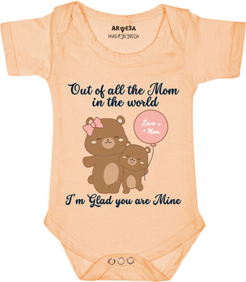 ARVESA Romper For Baby Boys & Baby Girls Casual Printed Cotton Blend(Pink, Pack of 1)