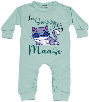 ARVESA Romper For Baby Boys & Baby Girls Casual Graphic Print Cotton Blend(Green, Pack of 1)