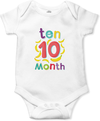 THE PRINT PLATTER Romper For Baby Boys & Baby Girls Graphic Print Pure Cotton(White, Pack of 1)