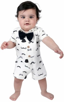 nino bambino Romper For Baby Boys Casual Printed Pure Cotton(White, Pack of 1)