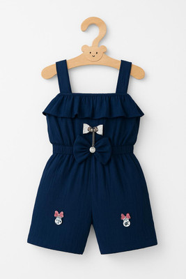 Rimi Garments Dungaree For Baby Girls Casual Solid Cotton Blend(Blue, Pack of 1)