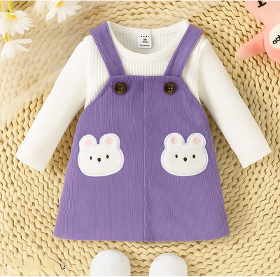 PORPY Dungaree For Baby Girls Casual Applique Polycotton(Multicolor, Pack of 1)