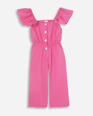 Kico Dungaree For Baby Girls Casual Solid Pure Cotton(Pink, Pack of 1)