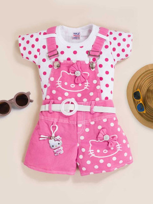 HMPEACE Romper For Baby Girls Printed Cotton Blend(Pink, Pack of 1)