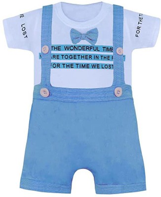 Wishkaro Dungaree For Baby Boys & Baby Girls Casual Printed Cotton Blend(Blue, Pack of 1)