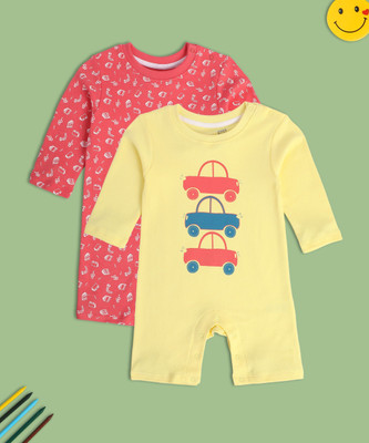MINI KLUB Romper For Baby Boys Casual Printed Pure Cotton(Multicolor, Pack of 2)