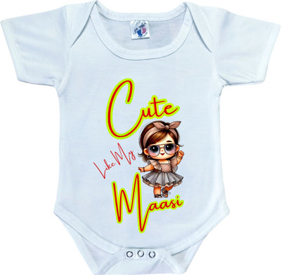 Cute Palls Romper For Baby Boys & Baby Girls Casual Graphic Print Cotton Blend(White, Pack of 1)