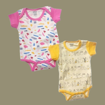 Shravya Passion Romper For Boys & Girls Casual Printed Pure Cotton(Multicolor, Pack of 2)