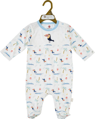 Kozeecub Romper For Boys Casual Printed Cotton Blend(White, Pack of 1)