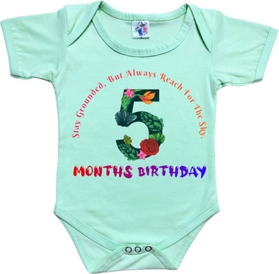 Cutie Pals Romper For Baby Boys & Baby Girls Casual Graphic Print Cotton Blend(Green, Pack of 1)