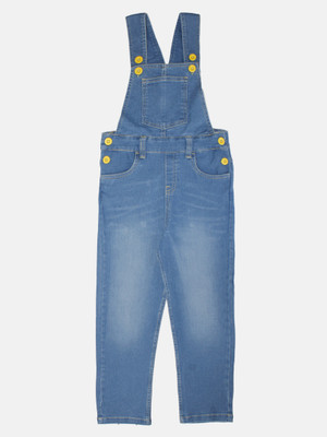 KiddoPanti Dungaree For Boys Casual Solid Denim(Light Blue, Pack of 1)