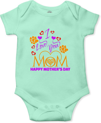 swaggers Romper For Baby Boys & Baby Girls Casual Graphic Print Cotton Blend(Light Green, Pack of 1)