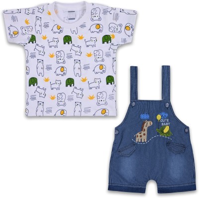 Wishkaro Dungaree For Baby Boys Casual Printed Cotton Blend, Denim(Yellow, Pack of 1)