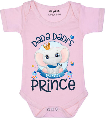 ARVESA Romper For Baby Boys & Baby Girls Casual Printed Cotton Blend(Pink, Pack of 1)