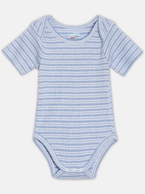 Broon Romper For Baby Boys & Baby Girls Casual Striped Cotton Blend(Blue, Pack of 1)