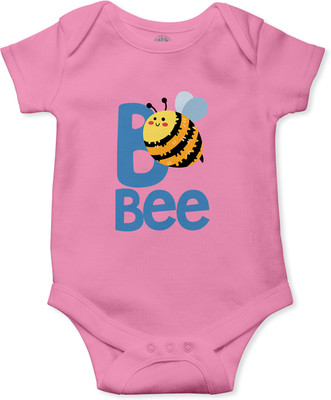 THE PRINT PLATTER Romper For Baby Boys & Baby Girls Graphic Print Pure Cotton(Pink, Pack of 1)