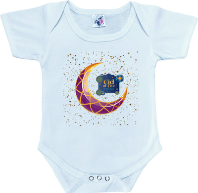 Cute Palls Romper For Baby Boys & Baby Girls Casual Graphic Print Cotton Blend(White, Pack of 1)