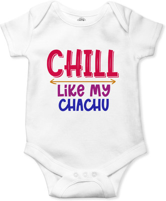 swaggers Romper For Baby Boys & Baby Girls Casual Graphic Print Cotton Blend(White, Pack of 1)