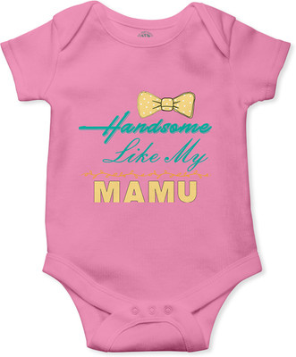 THE PRINT PLATTER Romper For Baby Boys & Baby Girls Casual Graphic Print Cotton Blend(Pink, Pack of 1)